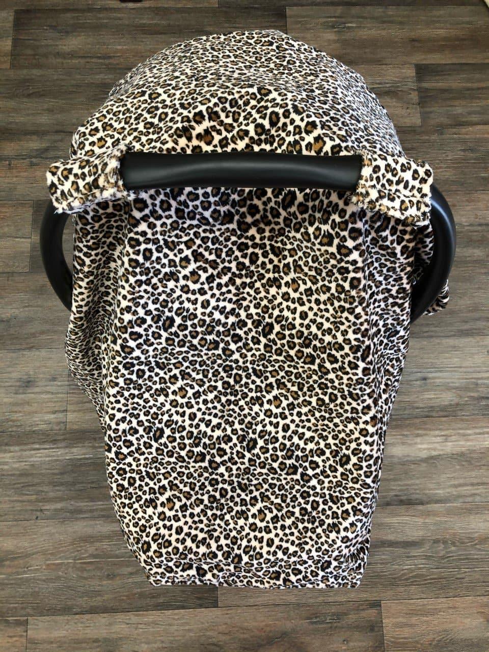 Carseat Tent - Cheetah Minky - DBC Baby Bedding Co 