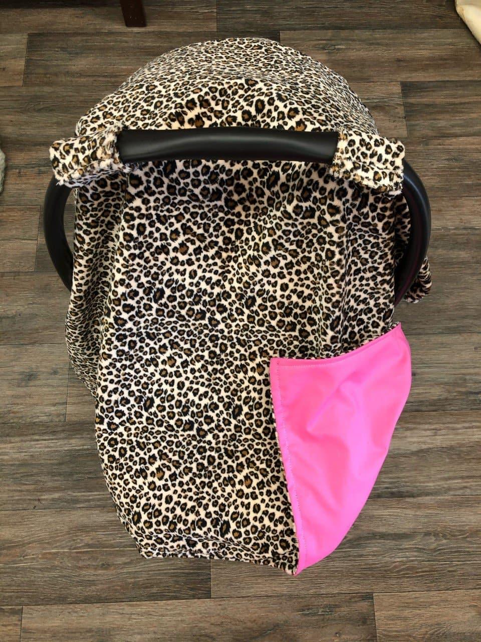 Carseat Tent - Cheetah Minky - DBC Baby Bedding Co 