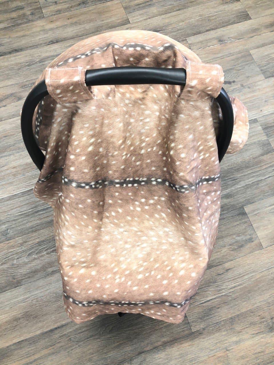 Custom Carseat Tent - Deer Skin Cotton Carseat Canopy, Tent, Woodland - DBC Baby Bedding Co 